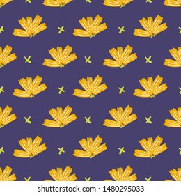 vector seamless pattern with cute cosmos flowers. Great for wallpaper,backgrounds,gifts,surface pattern design,packaging design projects, stationary,fabric