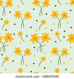 vector seamless pattern with cute cosmos flowers. Great for wallpaper,backgrounds,gifts,surface pattern design,packaging design projects, stationary,fabric