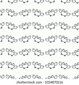 Vector seamless pattern cute crab Kawaii Doodle. Texture for scrapbooking, wrapping paper, textiles and home decor.