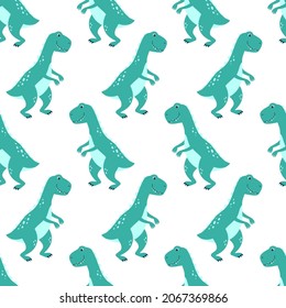 Vector seamless pattern with cute dinosaurs on a white background