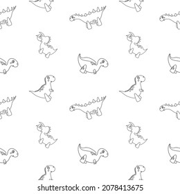 Vector seamless pattern with cute dinosaurs. Cartoon graphics dinosaur. Kids illustrations for print, fabric, decor, coloring