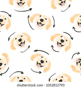 Vector seamless pattern with cute dog