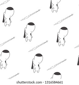 Vector seamless pattern with cute dog isolated on white. Hand drawn texture with funny animal character.