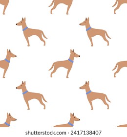 Vector seamless pattern with cute dog isolated on white