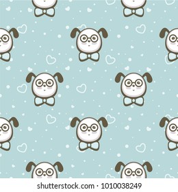 Vector seamless pattern with cute dogs. Template for fabric, wrapping paper, child textile.