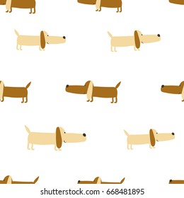 vector seamless pattern with cute  dogs