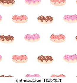 Vector seamless pattern. Cute donuts. Ideal for printing, textile, fabric, wallpaper, wrapping paper, scrapbooking, etc.