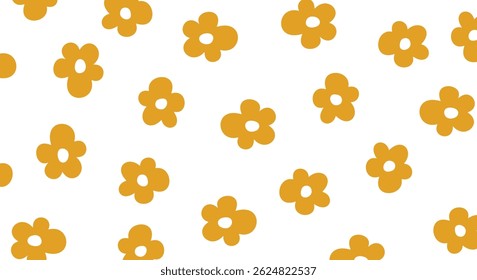 vector seamless pattern of cute flowers. Retro floral vector background surface design, textile, stationery, wrapping paper, covers. 60s, 70s, 80s style