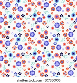 Vector Seamless pattern with cute flowers- illustration