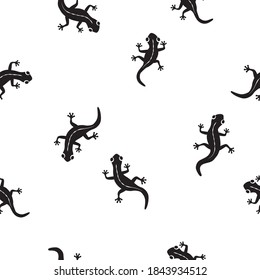 Vector seamless pattern with cute gecko silhouette