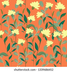 Vector seamless pattern with  cute hand-drawn flowers on pink background. Cute design for textiles, wallpapers, designer paper. 