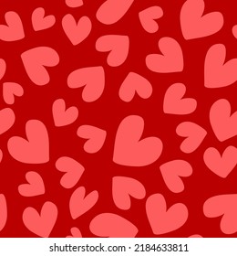 Vector seamless pattern with cute hearts. Valentine's day background. Romantic burgundy pattern.