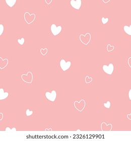 Vector seamless pattern with cute hearts. Cute design for fabric, wrapping, wallpaper.