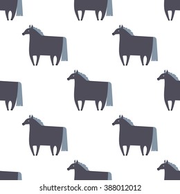Vector seamless pattern with cute horses.