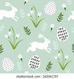 Vector seamless pattern with cute icons for Easter design. Easter background.