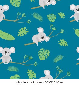 	
Vector seamless pattern with cute koala