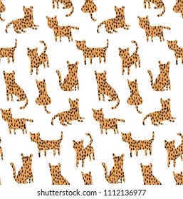 vector seamless pattern, cute little cheetahs with texture