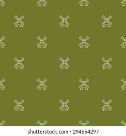 Vector seamless pattern with cute little windmills