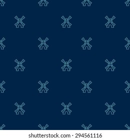 Vector seamless pattern with cute little windmills