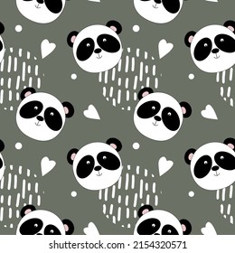 Vector seamless pattern with cute panda. Illustration for printing on children's textiles and accessories.