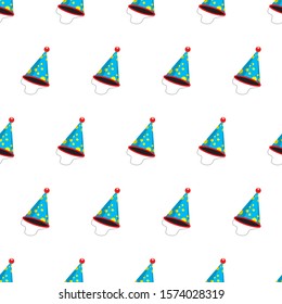 The vector seamless pattern. Cute party hat pattern. Vector for wallpaper, child apron, fabric, textile pattern. Endless print. Background illustration vector.