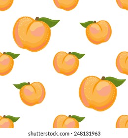 Vector seamless pattern with cute peaches