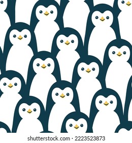 Vector seamless pattern with cute penguins
