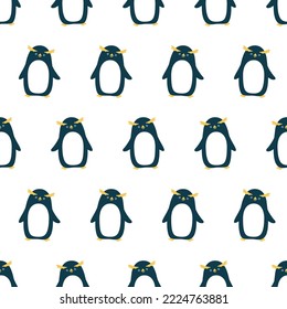 Vector seamless pattern with cute penguins