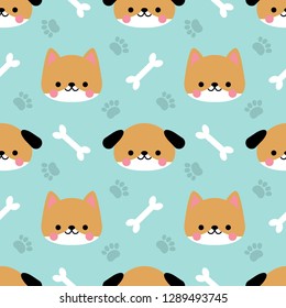 Vector sin fisuras con adorable cachorro, fondo infantil. 