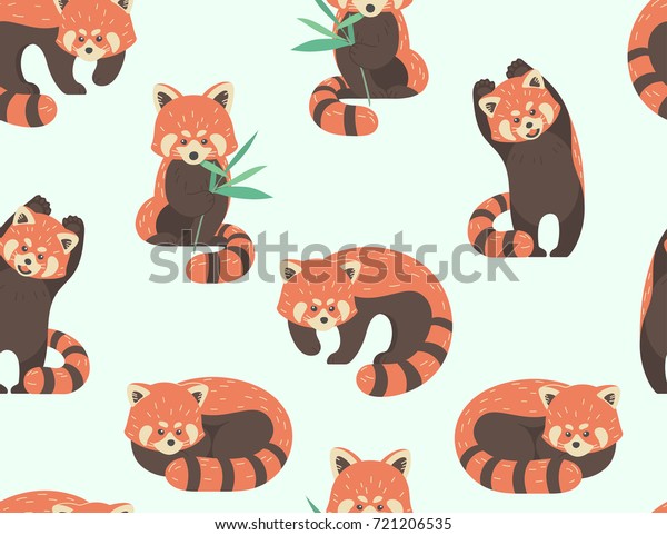 Vector seamless\
pattern with cute red\
pandas.