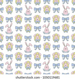 Vector seamless pattern with cute retro icons for Easter design. Easter background. Pastel colors