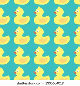 vector seamless pattern with cute rubber ducks
