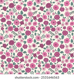 Vector seamless pattern. Cute pattern in small flowers.Ditsy floral background