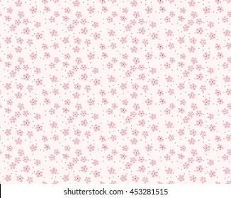 Vector seamless pattern. Cute pattern in small flower. Small pink flowers. White background. Ditsy floral background. The elegant the template for fashion prints.