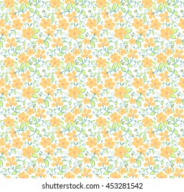 Vector seamless pattern. Cute pattern in small flower. Small yellow flowers. White background. Ditsy floral background. The elegant the template for fashion prints.