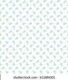 Vector seamless pattern. Cute pattern in small flower. Small blue flowers. White background. Ditsy floral background. The elegant the template for fashion prints.