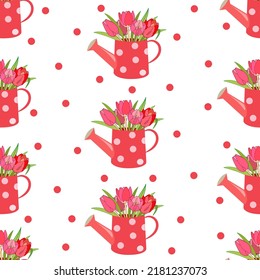 Vector Seamless Pattern With Cute Teapot And Flower