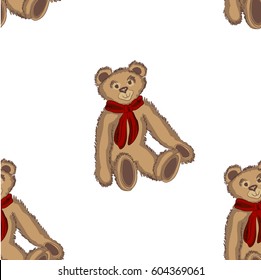 Vector Seamless Pattern Cute Teddy Bear Stock Vector (Royalty Free ...