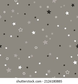 vector seamless pattern, cute pattern with twinkle stars on grey background