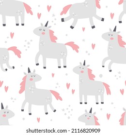 vector seamless pattern, cute unicorn textile repeat, cute print for baby girl related products