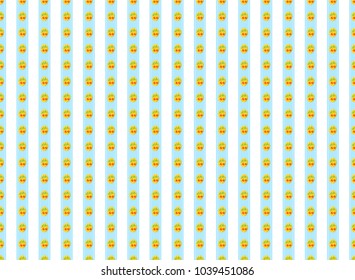 Vector seamless pattern. Cute vertical lines, Eastern eggs and grass on blue ribbon. Flat simple minimalistic style, elements for spring design. Perfect for Easter, kitchen design, background