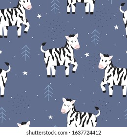 Vector seamless pattern Cute zebra, Adorable zebra seamless pattern. Vector cute safari animal background