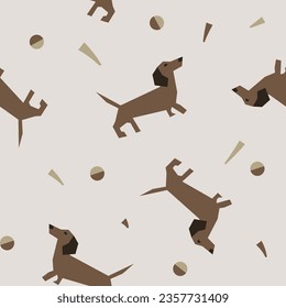 Vector seamless pattern with dachshund dogs.