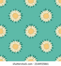 Vector seamless pattern with daisies. Illustration with camomile flowers for fabric, background, print. 