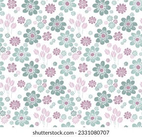 patrón vectorial sin fisuras de mareas y tulipanes sobre fondo blanco, estado de ánimo de primavera, floraciones románticas, papel pintado 