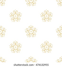 Vector seamless pattern. Damask background. White and golden colors. Fabric pattern