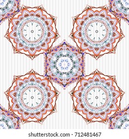 Vector seamless pattern. Seamless damask pattern, blue and violet classic wallpaper. Ornamental border.