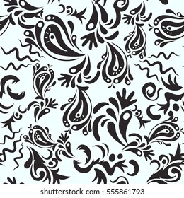 Vector seamless pattern. Seamless damask pattern, gray and neutral classic wallpaper. Ornamental border.