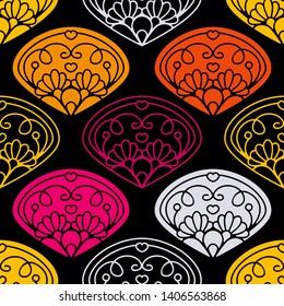 Vector seamless pattern. Damask texture, modern fashion, and floral ornament. Minimalistic style background. Abstract design for fabric, textile, wallpaper, paper 