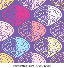 Vector seamless pattern. Damask texture, old fashion, victorian Europe ornament with modern colors. Minimalistic style background. Abstract design for fabric, textile, wallpaper, paper